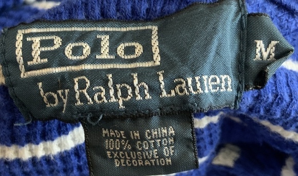 Polo By Ralph Lauren Blue White Striped Drawstring Hoodie Size Med Preppy Grunge - Picture 12 of 12